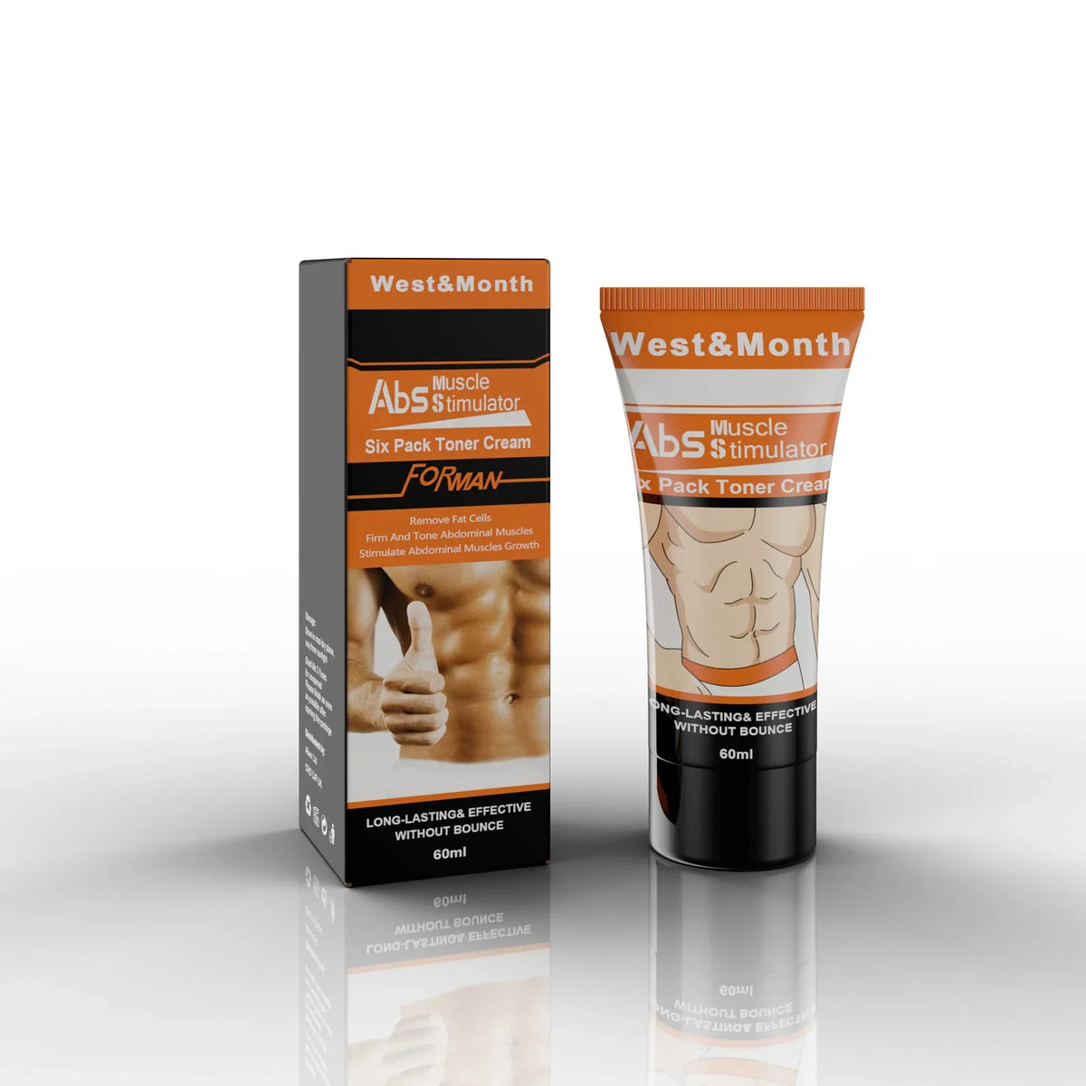 Abs Muscle Stimulator Six Pack Toner Cream for Man, West&Month, 60ml orange/black tube on Tampa Home & Garden Store