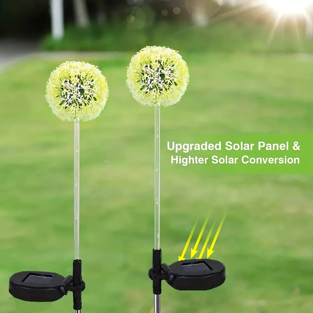 Perfecsy Solar LED Dandelion Lights on stakes, yellow globe flowers for landscape lighting on Tampa Home & Garden Store