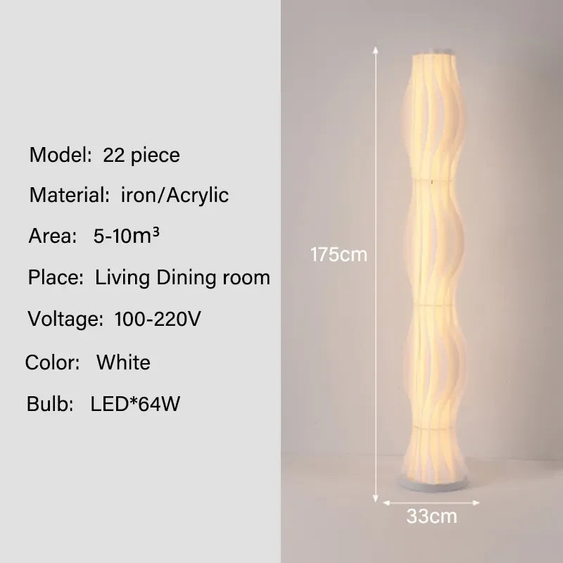 Perfecsy Nordic Grass Skirts LED Floor Lamp, white iron/acrylic, 175cm tall with 33cm base on Tampa Home & Garden Store