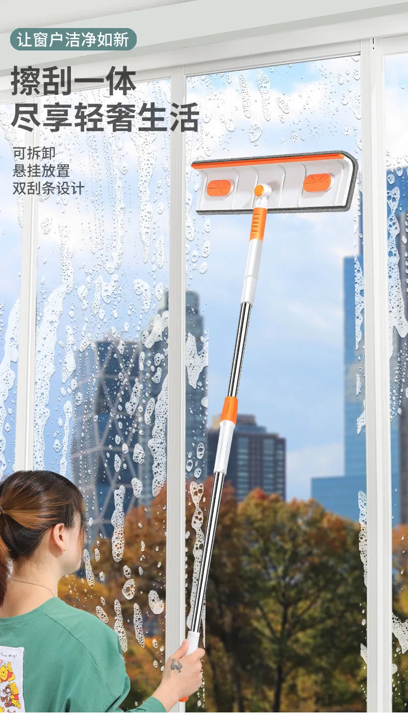 Telescopic Window Cleaning Mop with microfiber squeegee and orange accents UpTrend Deals on Tampa Home & Garden Store