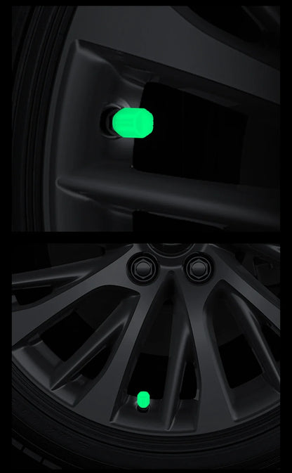 4PCS Luminous Valve Stem Caps green glow on wheel valves by BikerZoneZ on Tampa Home & Garden Store