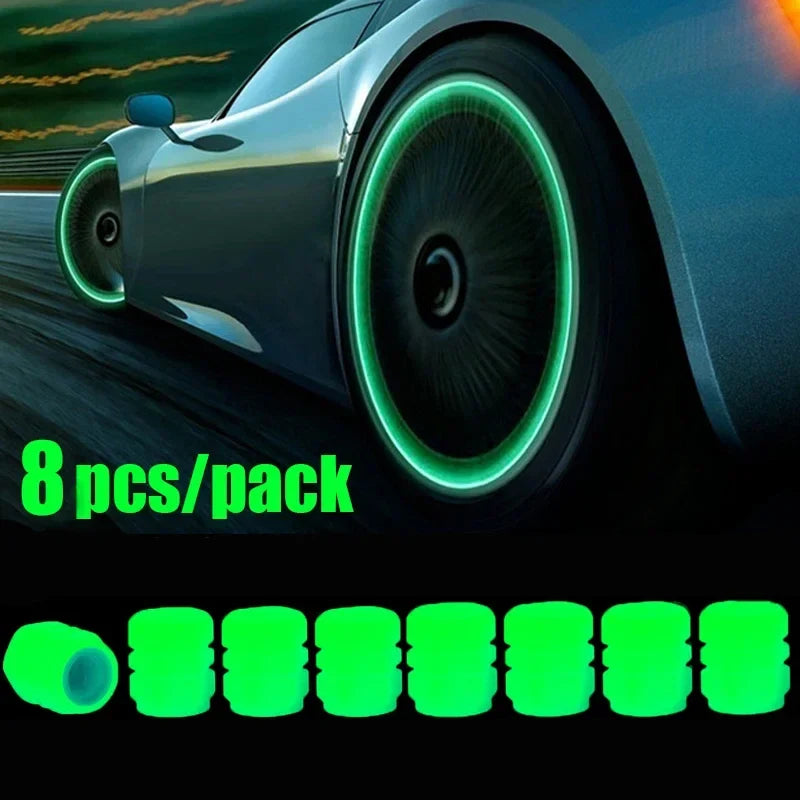 Luminous Valve Stem Caps green glow BikerZoneZ 8 pcs dustproof pack on Tampa Home & Garden Store