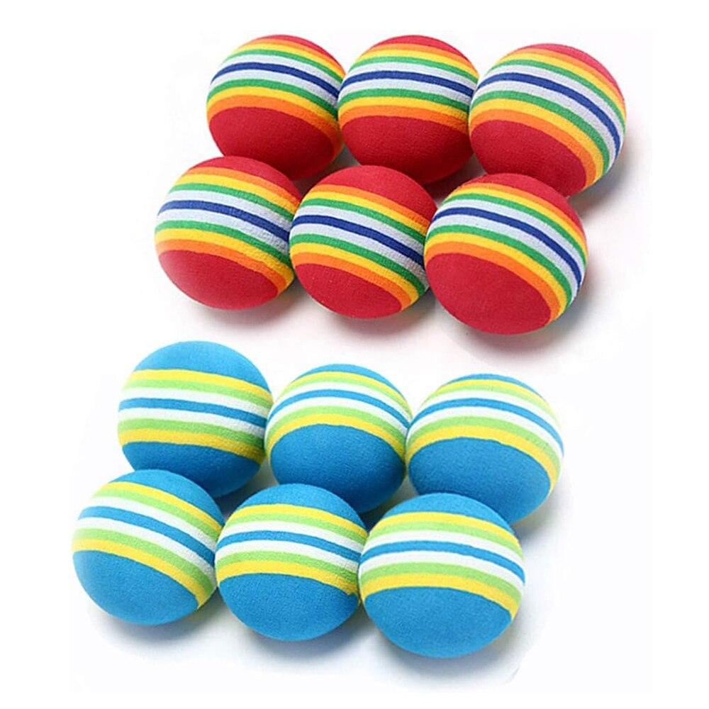 Cat toy balls set, 10pcs rainbow red & blue striped soft foam balls for indoor cats Stevvex on Tampa Home & Garden Store