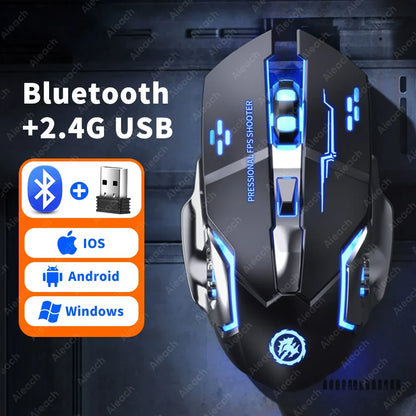 FLIPSTYLEZLLC wireless Bluetooth gaming mouse with blue LED backlight and 2.4G USB on Tampa Home & Garden Store