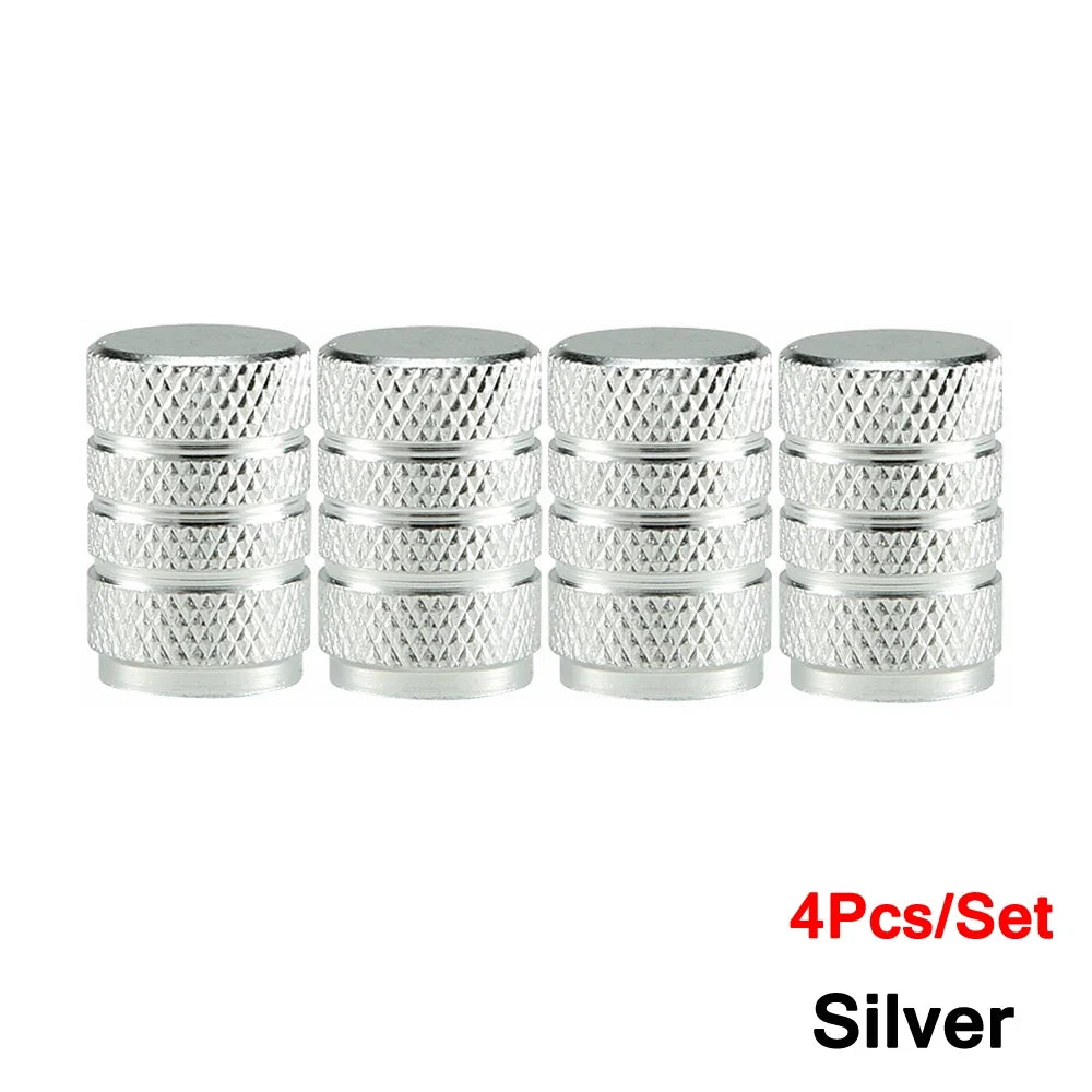 Valve stem caps 4pc set in silver knurled metal by BikerZoneZ on Tampa Home & Garden Store