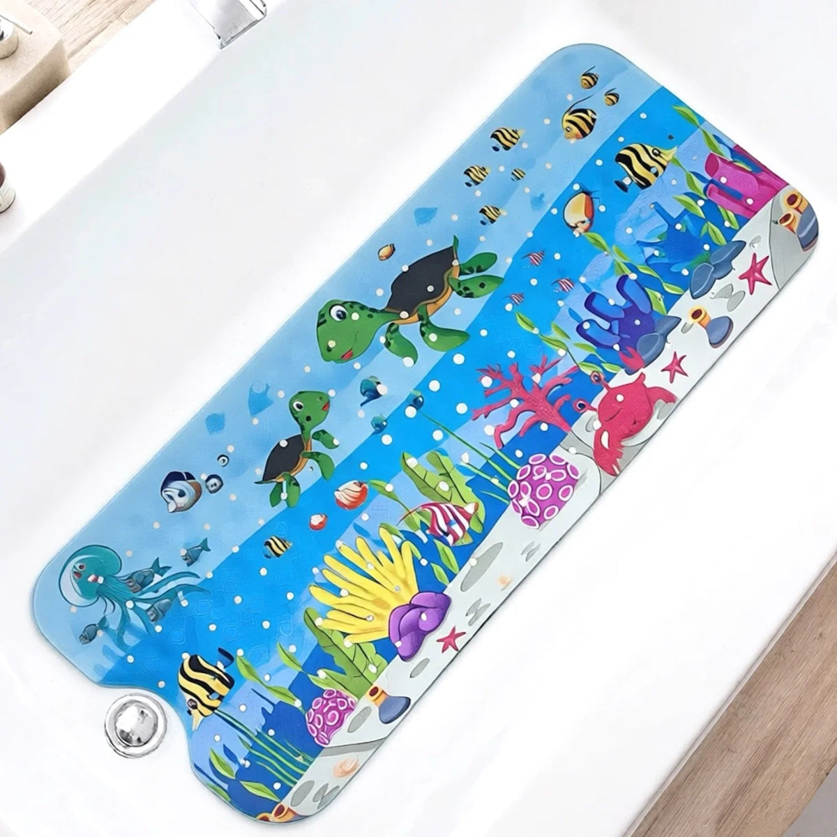Cartoon bathtub mat 40x100cm, Silcy Skin, non-slip with suction cups & drain holes on Tampa Home & Garden Store
