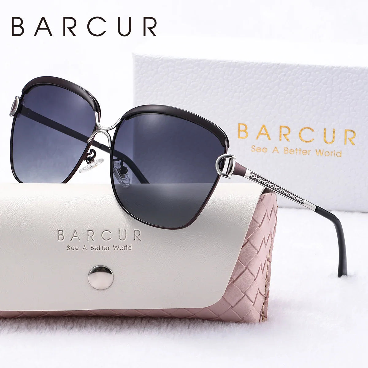 BARCUR sunglasses metal frame gradient polarized UV400 lenses gift box included on Tampa Home & Garden Store
