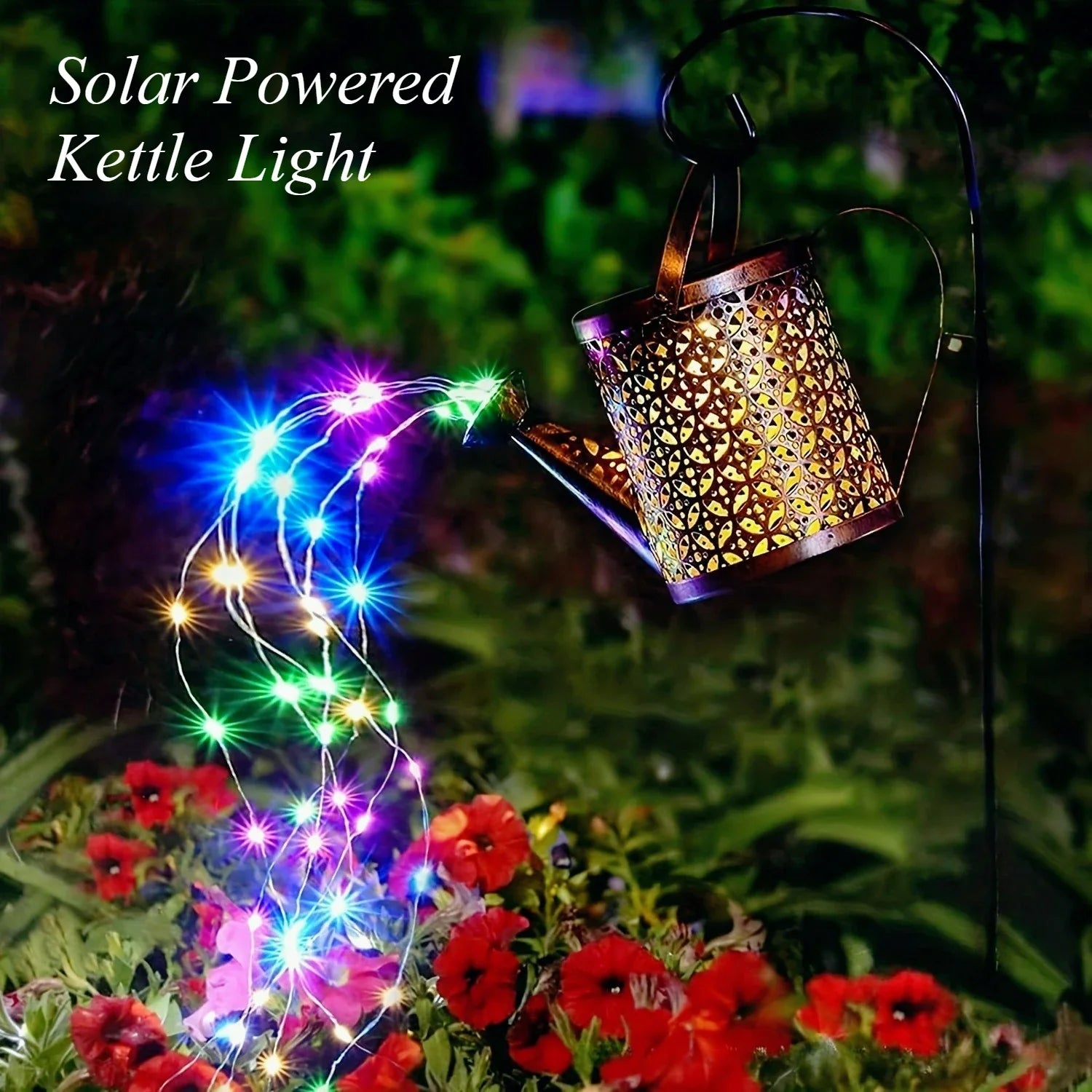 Perfecsy Christmas Solar Kettle Lights lantern, metal Santa kettle with solar LED garden decor on Tampa Home & Garden Store