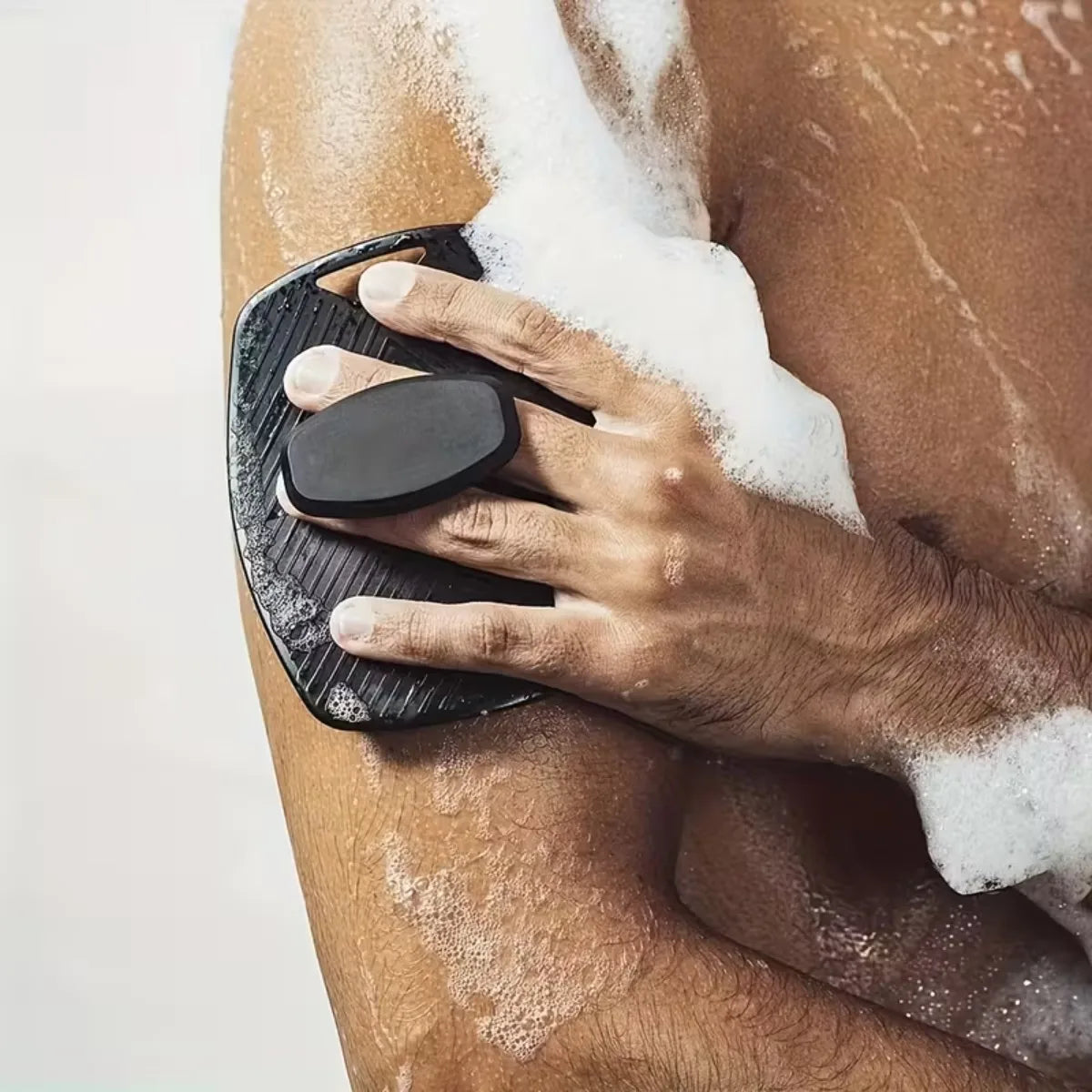 4-piece silicone body scrubber set, black exfoliating brush for face and body in shower on Tampa Home & Garden Store