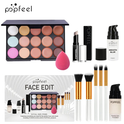 POPFEEL 10-Piece Face Makeup Set with palette, foundation and brushes by Silcy Skin on Tampa Home & Garden Store