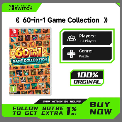 60-in-1 Game Collection Nintendo Switch game case by FLIPSTYLEZLLC with bold icon mosaic on Tampa Home & Garden Store