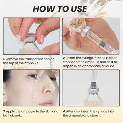 Silcy Skin Silk Peptide Intensive Lifting Ampoule: cap removal, syringe dispense, apply on Tampa Home & Garden Store
