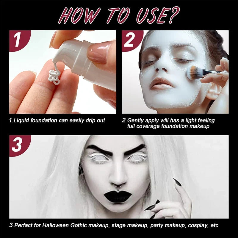 White Liquid Foundation by Silcy Skin; fullcoverage creamy goth formula applies on Tampa Home & Garden Store