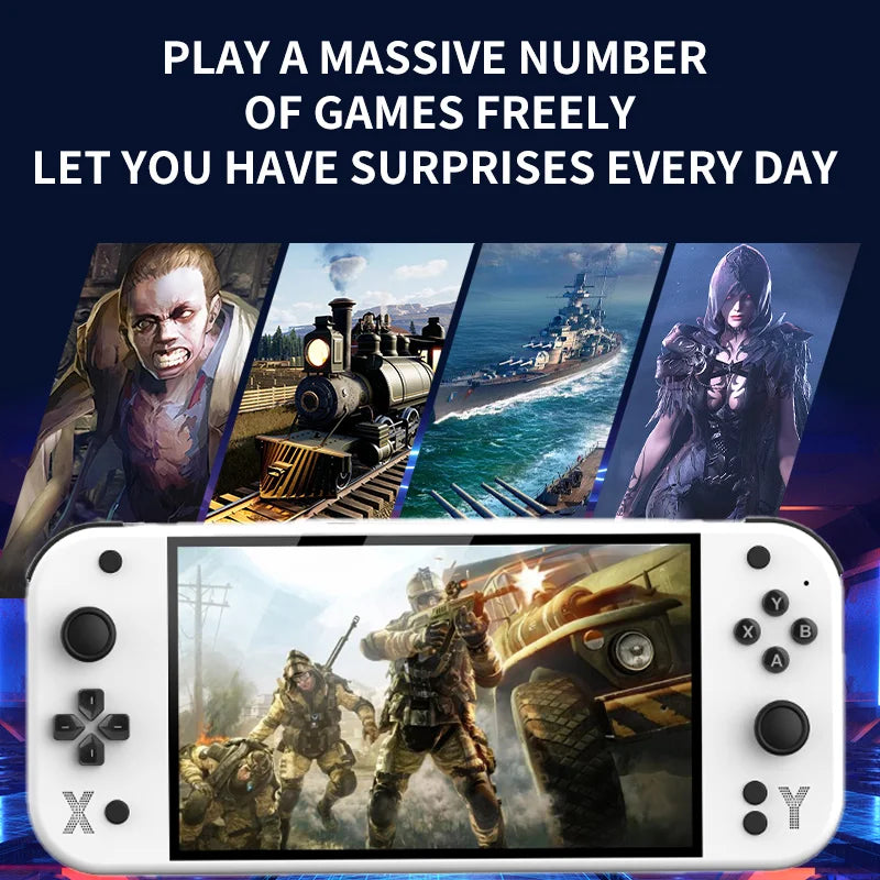 G90 handheld game console white 7in 64GB retro arcade by UpTrend Deals with games on screen on Tampa Home & Garden Store