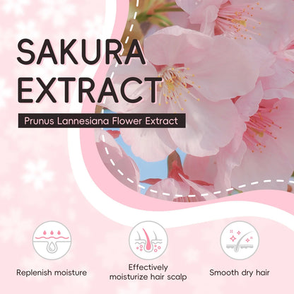 LAIKOU Japan Sakura Shampoo Sakura Extract blossoms anti split ends frizz control Silcy Skin on Tampa Home & Garden Store
