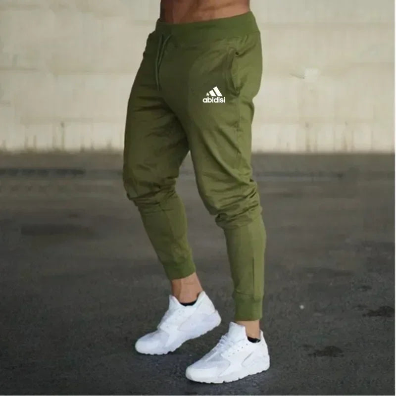 Olive green men jogger pants, baggy summer sweatpants with abidisi logo, UpTrend Deals on Tampa Home & Garden Store