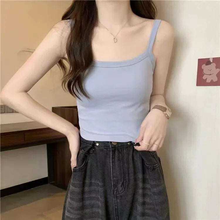 Women crop top camisole in light blue with thin straps sleeveless tank UpTrend Deals on Tampa Home & Garden Store