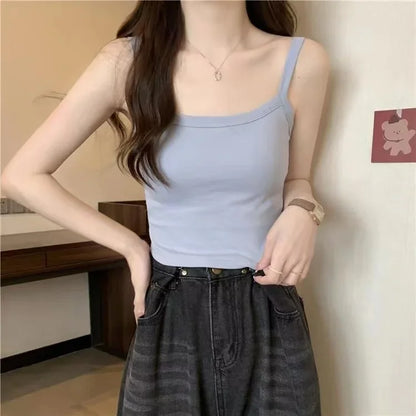 Women crop top camisole in light blue with thin straps sleeveless tank UpTrend Deals on Tampa Home & Garden Store