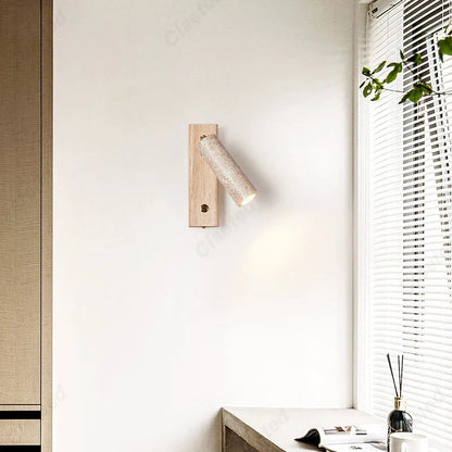 Perfecsy LED yellow cave stone wall lamp with adjustable angle and switch, wooden mount on Tampa Home & Garden Store