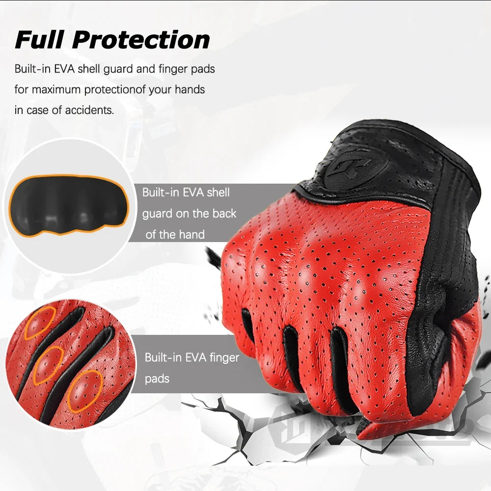 Leather Gloves Retro Biker red leather motorcycle gloves with EVA protection by BikerZoneZ on Tampa Home & Garden Store