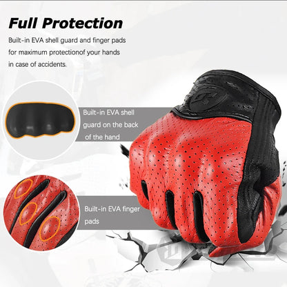 Leather Gloves Retro Biker red leather motorcycle gloves with EVA protection by BikerZoneZ on Tampa Home & Garden Store