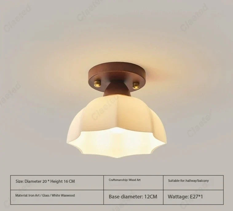 Perfecsy New Japanese LED Cream Wind Glass Ceiling Lamp with bronze base for living room on Tampa Home & Garden Store