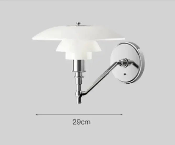 DecorBites LED wall lamp with chrome finish and layered white shade, 29cm width on Tampa Home & Garden Store