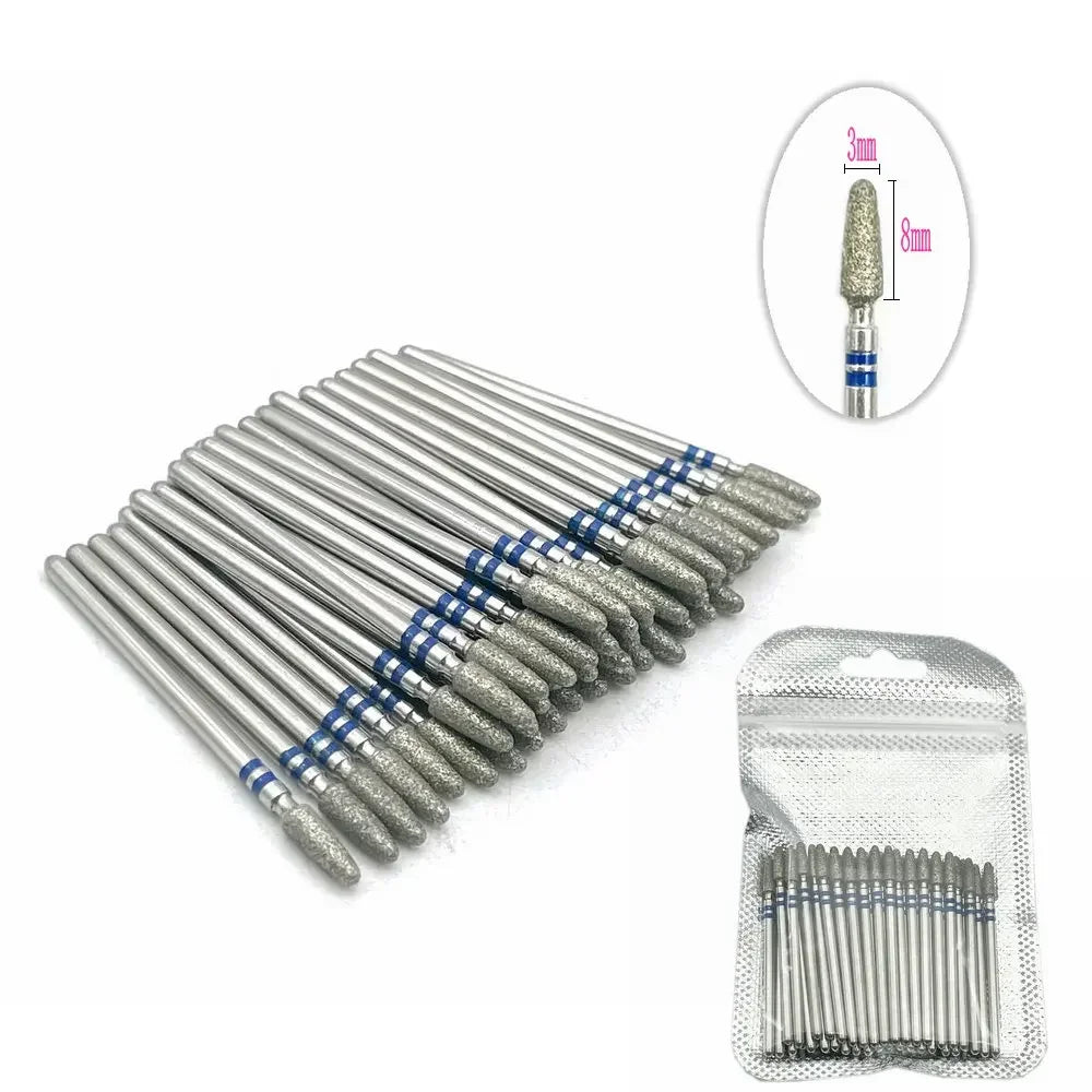 Silcy Skin 50pc diamond nail drill bit set for cuticle cleanup, cutters with blue bands on Tampa Home & Garden Store