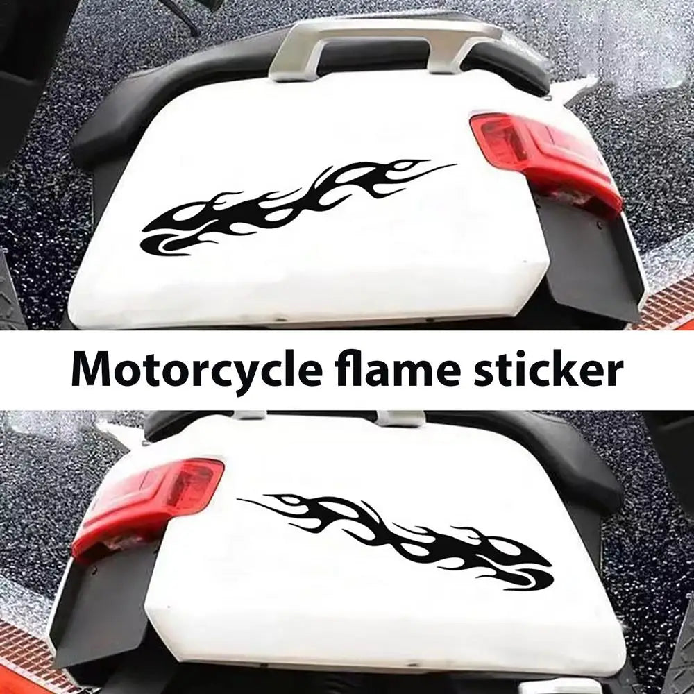 Motorcycle reflective flame stickers waterproof black flame on white pannier by BikerZoneZ on Tampa Home & Garden Store