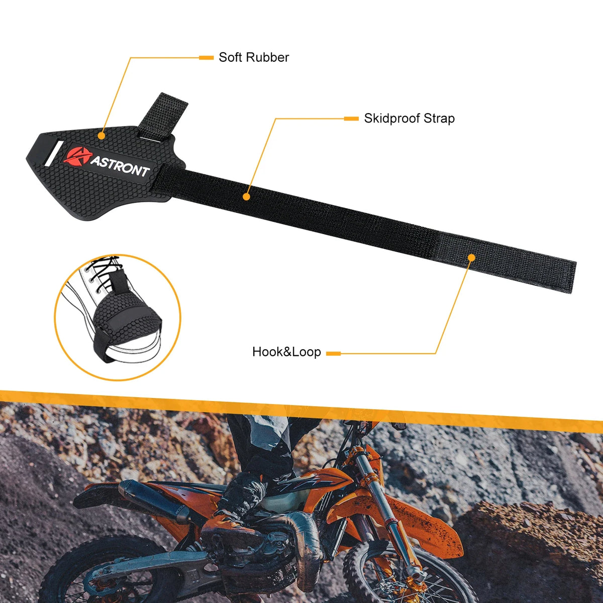 Motorcycle shift pad with adjustable strap and soft rubber by BikerZoneZ on Tampa Home & Garden Store