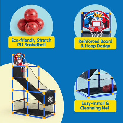 JOYFY Kids Arcade Basketball Set with 4 red balls and reinforced hoop for indoor outdoor play on Tampa Home & Garden Store
