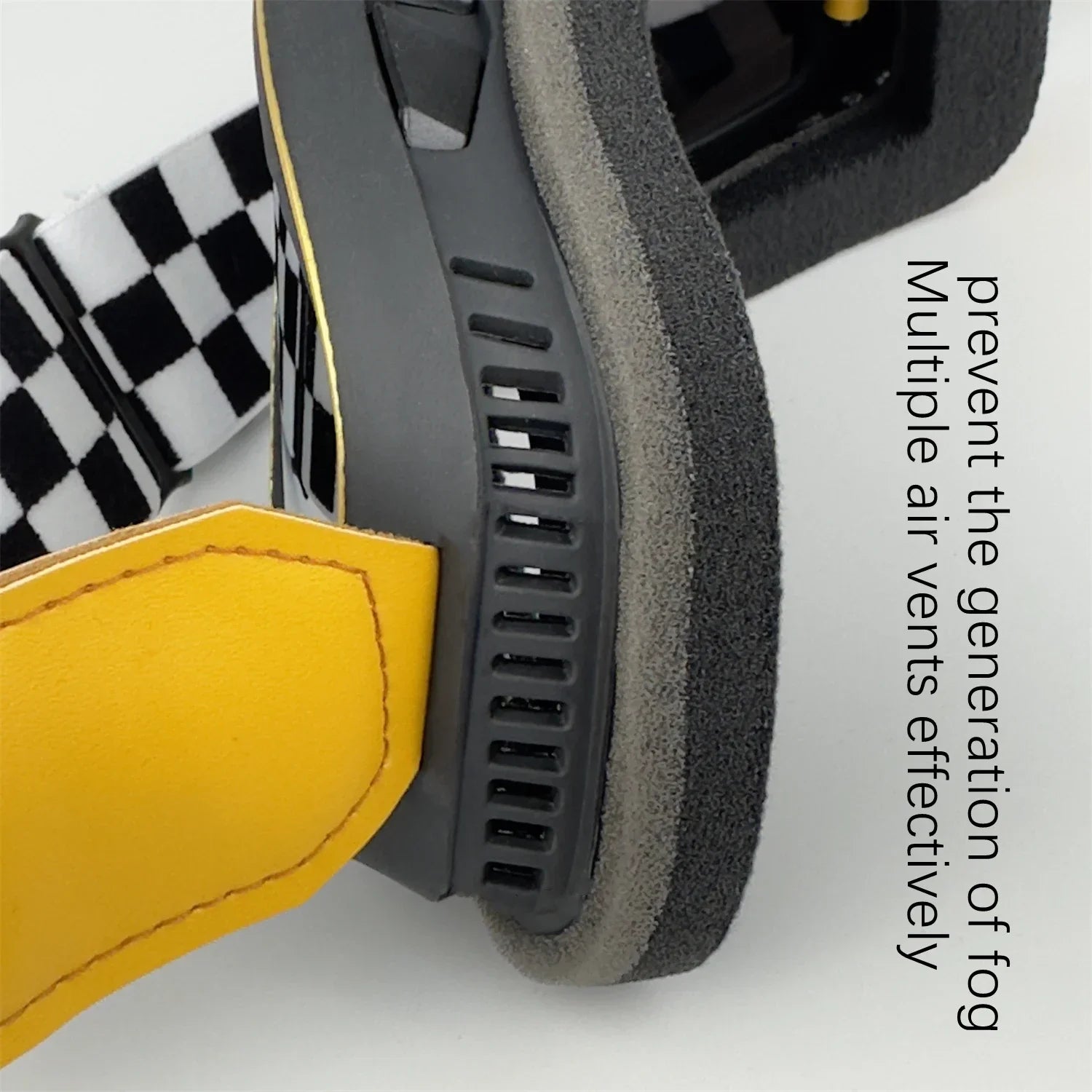 Retro Goggles Motocross by BikerZoneZ, grey frame with vent slits and bright yellow strap on Tampa Home & Garden Store
