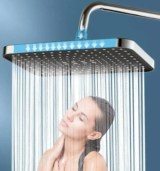 14" High Pressure Rain Shower Head Top Spray 360° Swivel Water Saving Flow