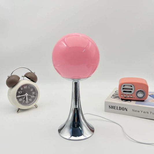 Glass Round Table Lamp Home Bedroom Desk Night Light Atmosphere Bedside Lamp - Tampa Home & Garden Store