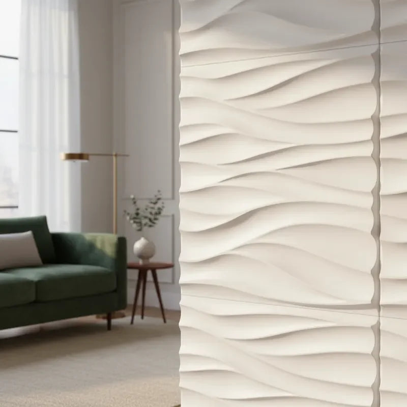 Perfecsy 3D wave wall panels 10pcs 30x30cm white indoor decorative tiles on Tampa Home & Garden Store