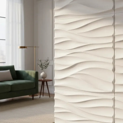 Perfecsy 3D wave wall panels 10pcs 30x30cm white indoor decorative tiles on Tampa Home & Garden Store