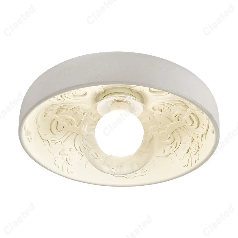 Perfecsy Creative Simple European LED Ceiling Lamp cream with embossed floral inner pattern on Tampa Home & Garden Store