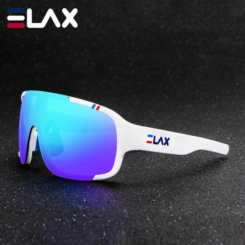 ELAX Sunglasses UV400 Outdoor Sport white frame with blue-purple mirrored lenses by BikerZoneZ on Tampa Home & Garden Store