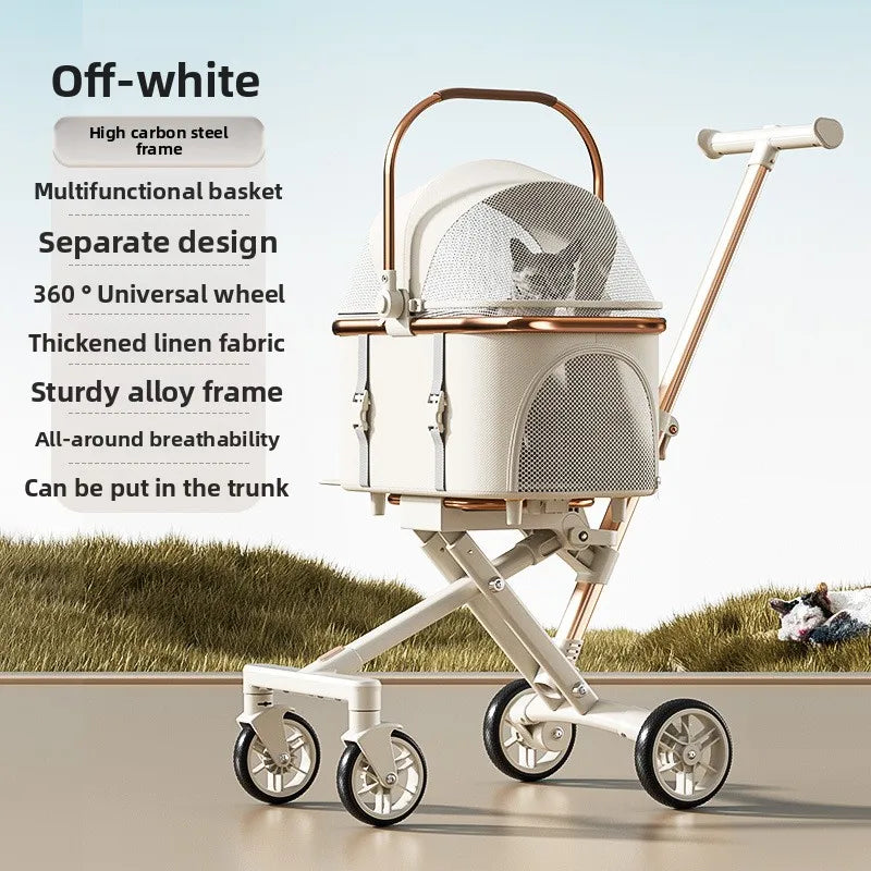 Pet Zen 3 in 1 Pet Stroller with detachable carrier, off-white, for dogs/cats up to 20 lbs on Tampa Home & Garden Store