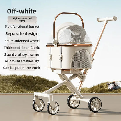 Pet Zen 3 in 1 Pet Stroller with detachable carrier, off-white, for dogs/cats up to 20 lbs on Tampa Home & Garden Store