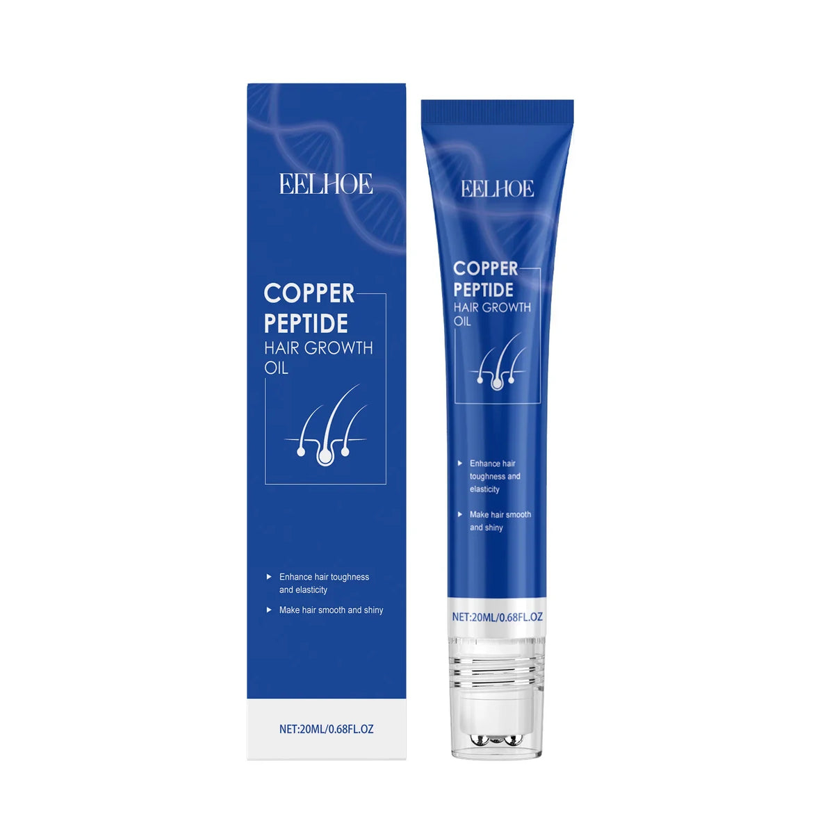 Copper Peptide Hair Growth Oil kit by EELHOE in blue box and tube on Tampa Home & Garden Store