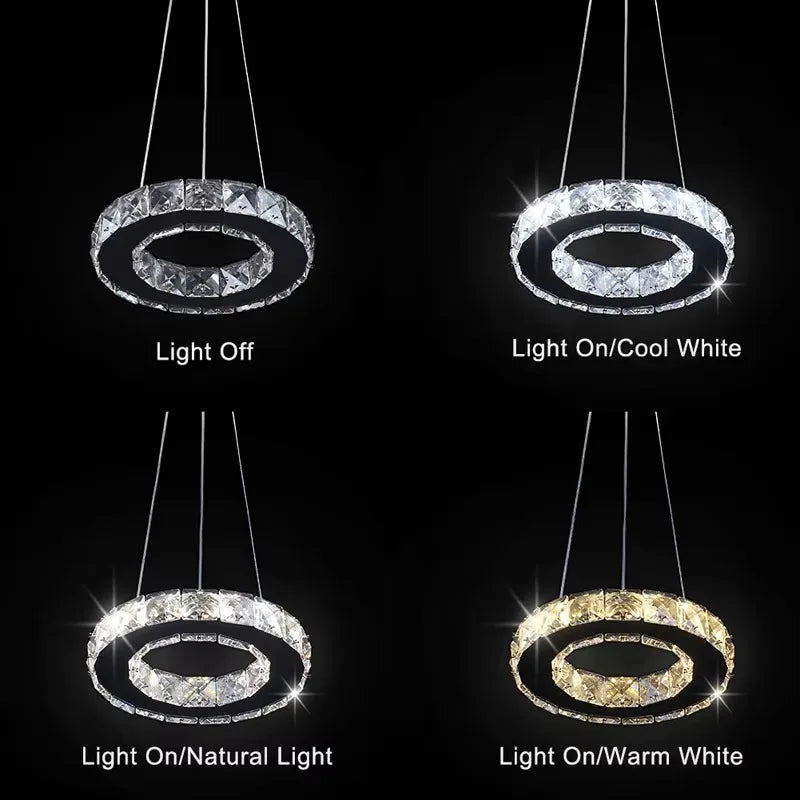 Modern LED Crystal Pendant Light Single Hanging Lamp for Bedroom Home Decor