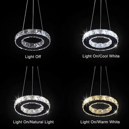 Modern LED Crystal Pendant Light Single Hanging Lamp for Bedroom Home Decor