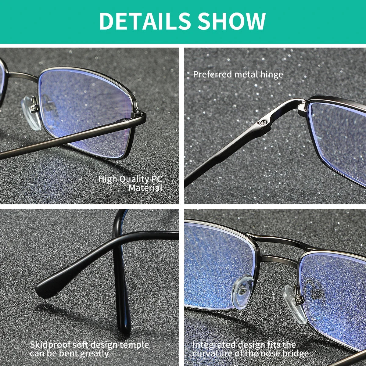 Eyeglasses presbyopia readers, ultra-light alloy double-bar frame, clear lenses by Stevvex on Tampa Home & Garden Store