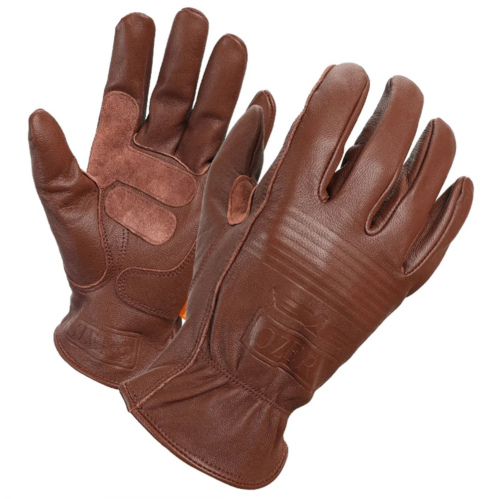 Brown sheep leather motorcycle gloves by BikerZoneZ with knuckle padding and reinforced palms on Tampa Home & Garden Store