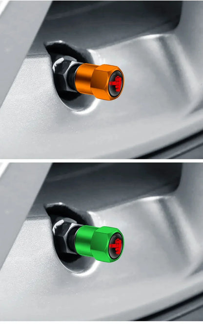 4pcs aluminium valve stem caps orange and green set by BikerZoneZ on Tampa Home & Garden Store