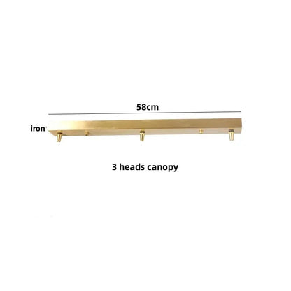 DecorBites 3-head brass ceiling light fixture with iron bar canopy, 58cm long on Tampa Home & Garden Store