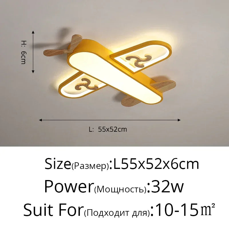 DecorBites Kids LED wood ceiling light with yellow frame and LED panels minimalist bar design on Tampa Home & Garden Store