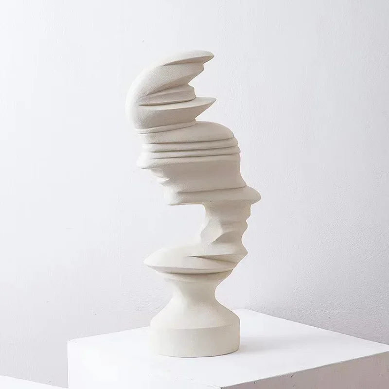 25cm modern abstract human face sculpture by Perfecsy in white decor for living room and office on Tampa Home & Garden Store