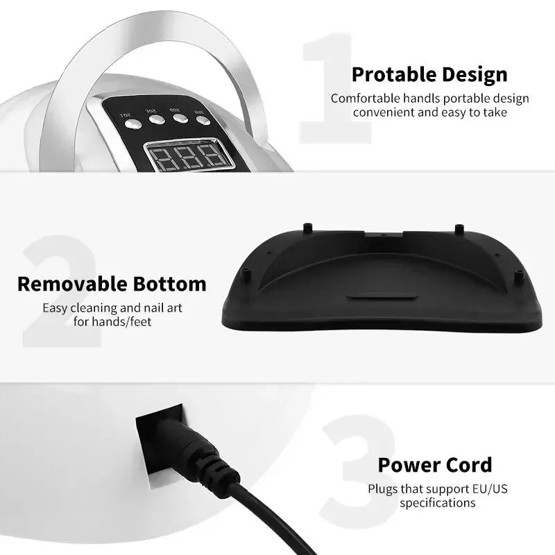 66LEDS Nail Drying Lamp by Silcy Skin with portable handle and removable bottom EU/US power cord on Tampa Home & Garden Store